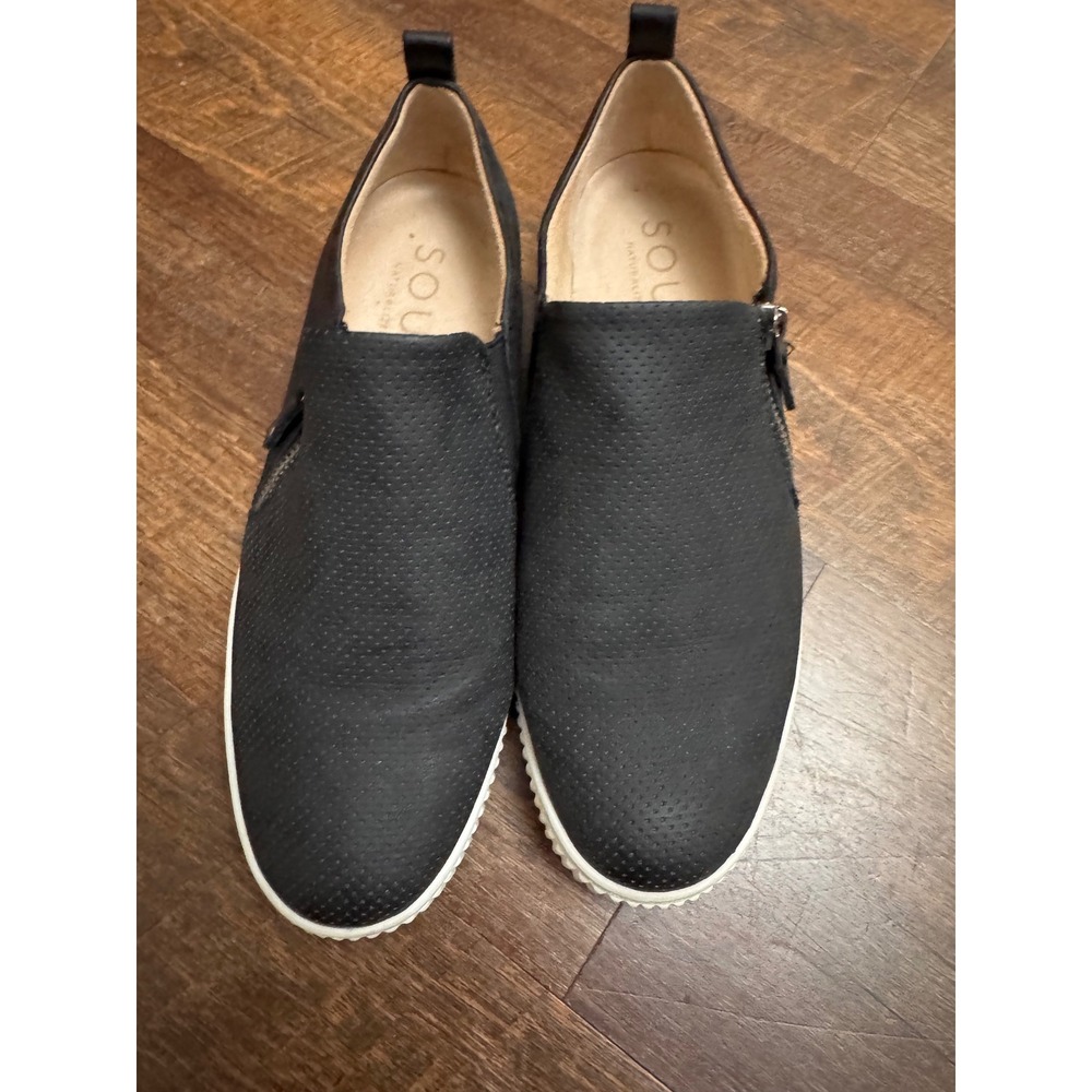 SOUL Naturalizer Black Perforated Leather Slip On Zip Sneakers Women's 8M
